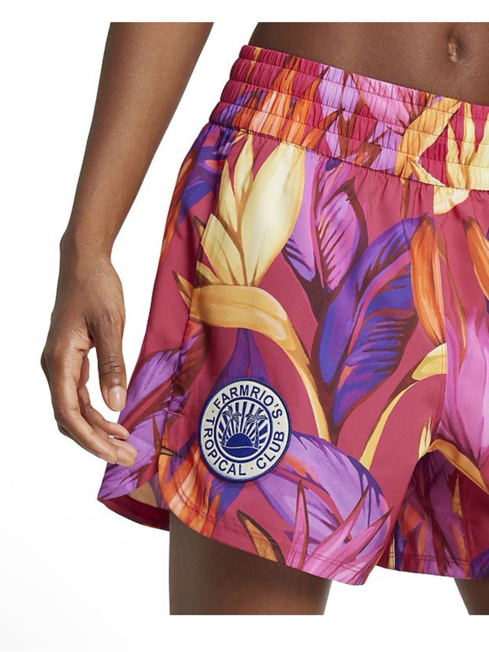 FARM Rio Tropical Floral Athletic Shorts in Pink and Yellow - Picture 2 of 6